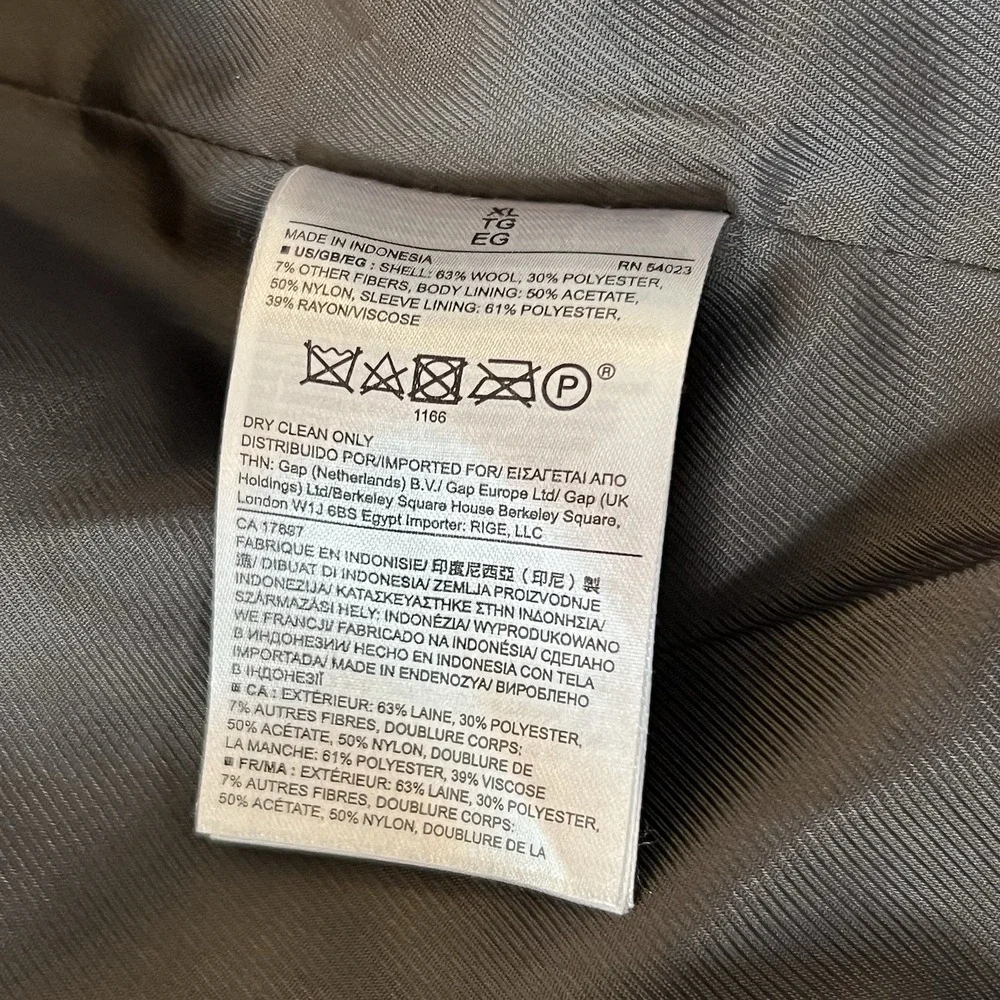 Banana Republic Men XL Gray Wool Blend Double Breasted Peacoat Jacket